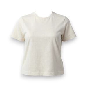 Vintage 1960s Knit Top Ivory Short Sleeve Mod Minimalist Blouse Size Small